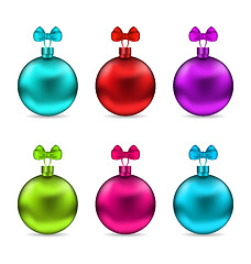 Image showing Collection Christmas Colorful Glassy Balls with Bows
