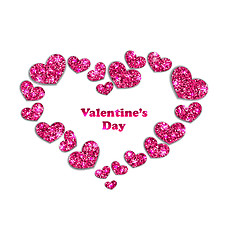 Image showing Frame from Pink Hearts with Glitter Background