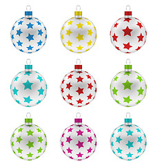 Image showing Group Christmas Colorful Glass Balls