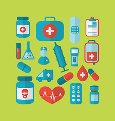 Image showing Collection trendy flat medical icons