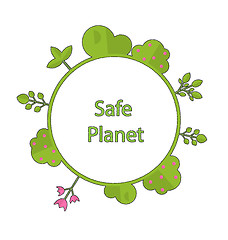 Image showing Frame form circle green earth plant flower cry safe planet