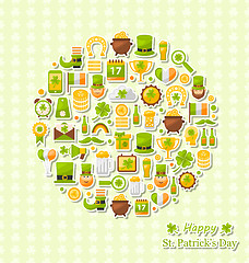 Image showing Collection of Colorful Flat Design Icons for Saint Patrick\'s Day