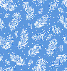 Image showing Seamless Pattern with Fir Branches and Cones