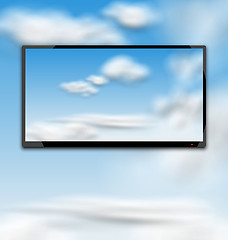 Image showing Cloudscape with Black Tablet PC Computer