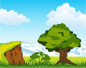 Image showing Landscape with mountain and tree