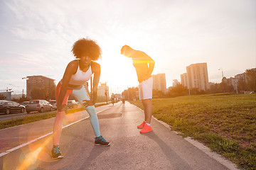 Image showing multiethnic group of people on the jogging