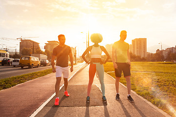 Image showing multiethnic group of people on the jogging