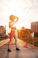 Image showing multiethnic group of people on the jogging