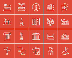 Image showing Travel and holiday sketch icon set.