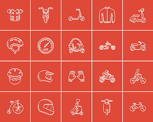 Image showing Transportation sketch icon set.