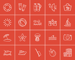 Image showing Travel and holiday sketch icon set.