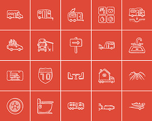 Image showing Travel and holiday sketch icon set.