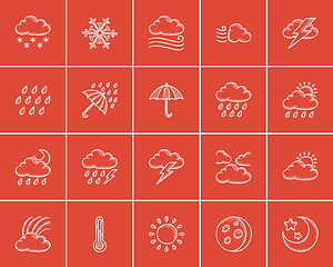 Image showing Weather sketch icon set.