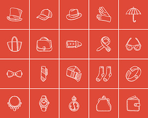 Image showing Accessories sketch icon set.