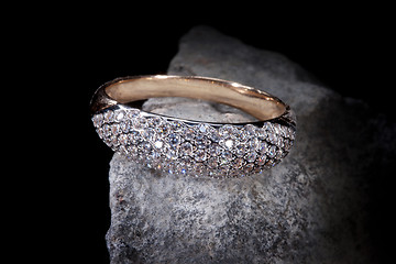 Image showing Ring And Stone On Black