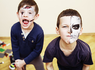 Image showing zombie apocalypse kids concept. Birthday party celebration facep