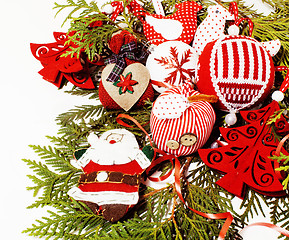 Image showing christmas decoration isolated , white background for post card g