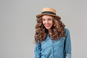 Image showing The girl in straw hat