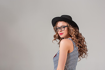 Image showing girl in glasses and hat