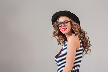 Image showing girl in glasses and hat