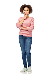 Image showing happy african american young woman over white