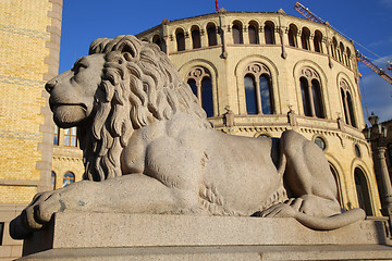 Image showing Norwegian parliament Storting Oslo in central Oslo, Norway