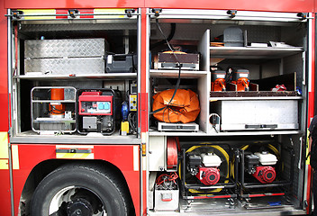 Image showing Rescue Equipment Inside packed inside a fire truck