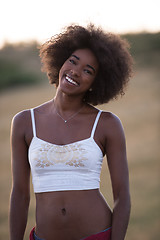 Image showing young black woman in nature