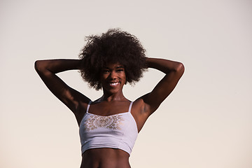 Image showing young black woman in nature