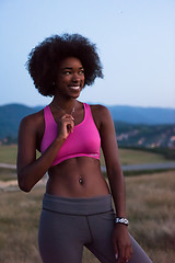 Image showing young black woman in nature