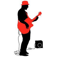 Image showing Silhouette musician plays the guitar. illustration