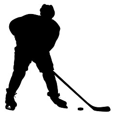 Image showing silhouette of hockey player. Isolated on white.