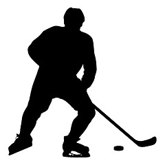 Image showing silhouette of hockey player. Isolated on white.