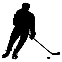 Image showing silhouette of hockey player. Isolated on white.