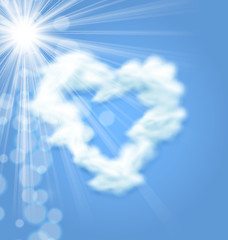 Image showing Sun Fluffy Cloud Shape Heart Love Symbol