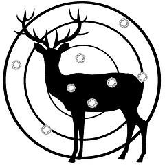 Image showing Silhouette of the deer on dartboard