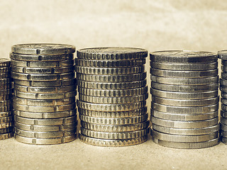 Image showing Vintage Euro coins pile