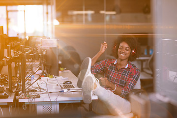 Image showing portrait of a young successful African-American woman in modern 