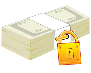 Image showing Pack of the dollars on lock