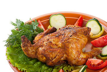 Image showing fresh grilled whole chicken with vegetables