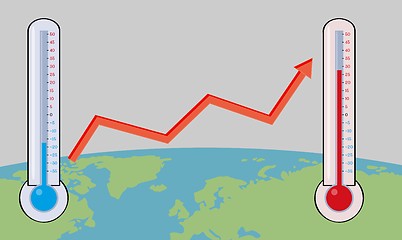 Image showing changing climate on the earth with map