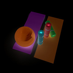 Image showing karemat and fitness ball. 3D illustration