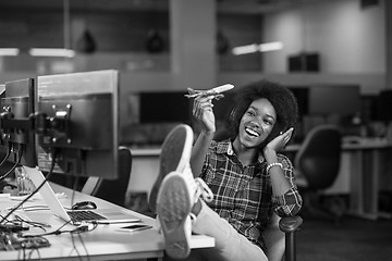 Image showing portrait of a young successful African-American woman in modern 