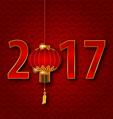 Image showing Background for 2017 New Year with Chinese Lantern