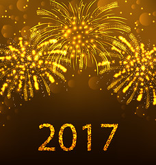 Image showing Happy New Year Fireworks 2017, Holiday Background Design