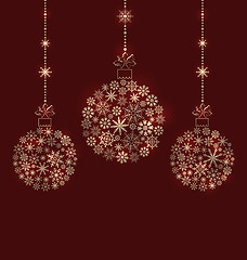 Image showing Christmas Balls Made of Snowflakes for Winter Holidays