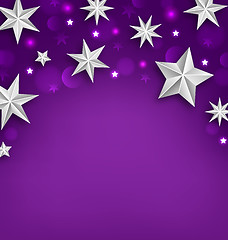 Image showing Purple Abstract Celebration Background with Silver Stars