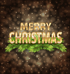 Image showing Merry Christmas Golden Text on Dark Background