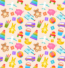 Image showing Seamless Pattern with Colorful Children Toys