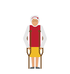 Image showing Older Woman with Crutches. Disability, Elderly, Grandmother